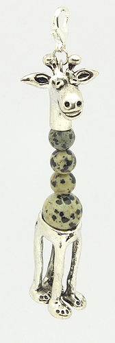 Funkel-Anhänger Giraffe Jenny Dalmatiner Jaspis 106mm