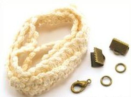 Bastelset Kette Vintage-Stil Spitze #3 creme