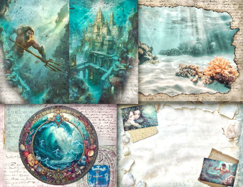 JunkJournal Papierset Atlantis DIN A4