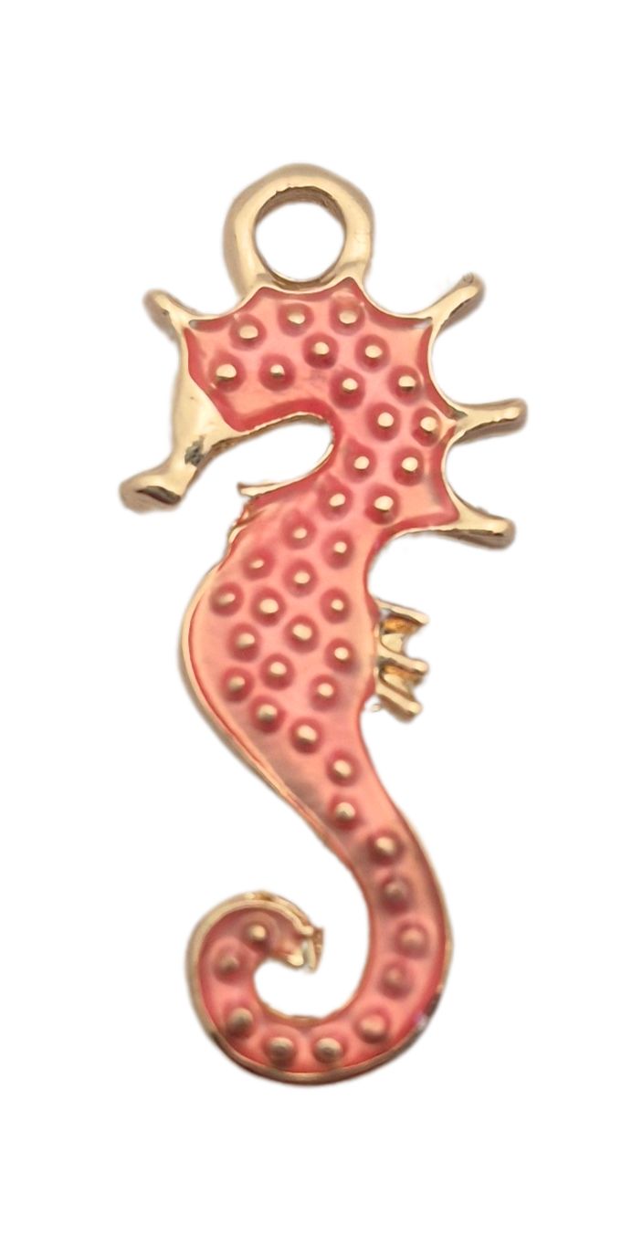 Charm Seepferdchen rosa/gold ca. 33 x 17mm