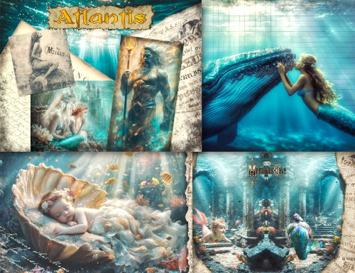 JunkJournal Papierset Atlantis DIN A4