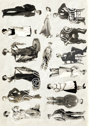 Vintage Paperdolls Bastelbogen DIN A4, 300 gr Karton